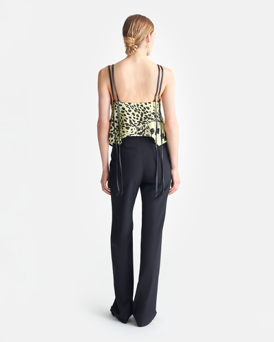 Nyssa - Georgette and Okobor™ Alt-Leather Top - Cheetah/Black