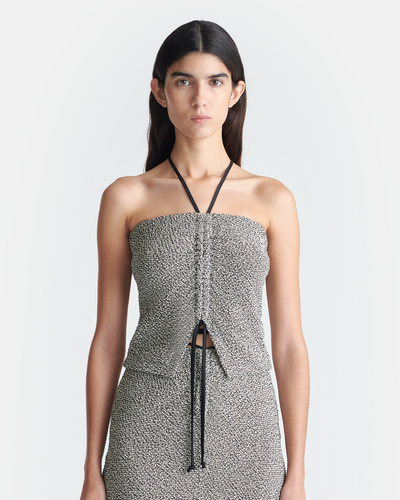 Soraia - Loopback Cotton Top - Black/Creme Mouline