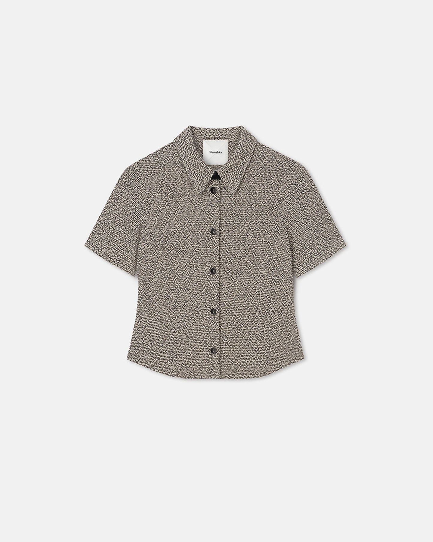 Clare - Loopback Cotton Shirt - Black/Creme Mouline