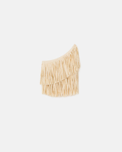 Luara - Asymmetric Fringed Top - Creme