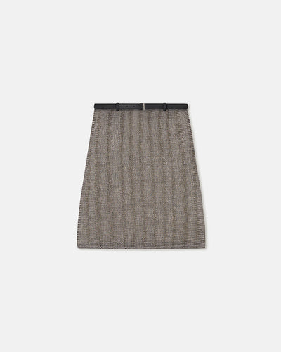 Gilma - Leather-Trimmed Metallic Top - Silver/Black