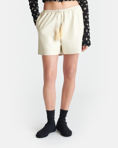Aniela - Okobor™ Alt-Leather Shorts - Chalk/Creme