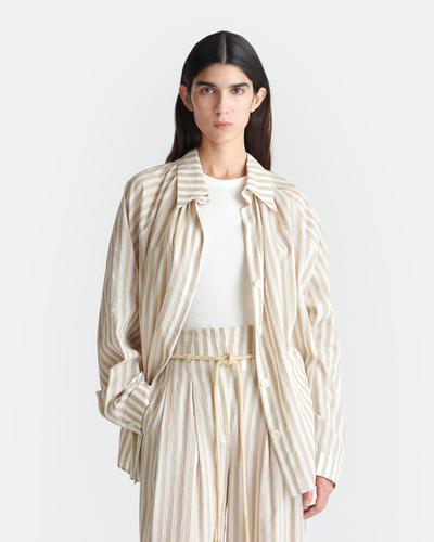 Ada - Striped Linen Shirt - Beige