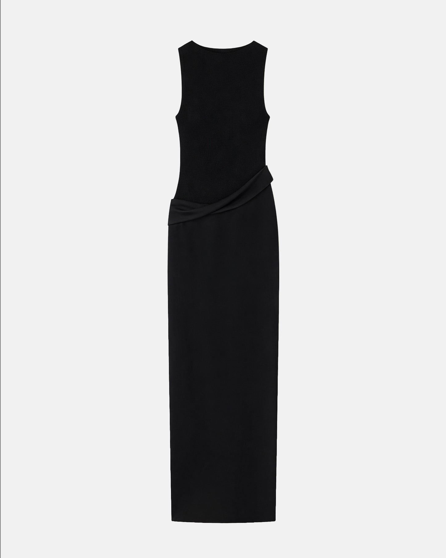 Cobee - Ribbed Jersey and Slip Satin Dress - Black/Black Green