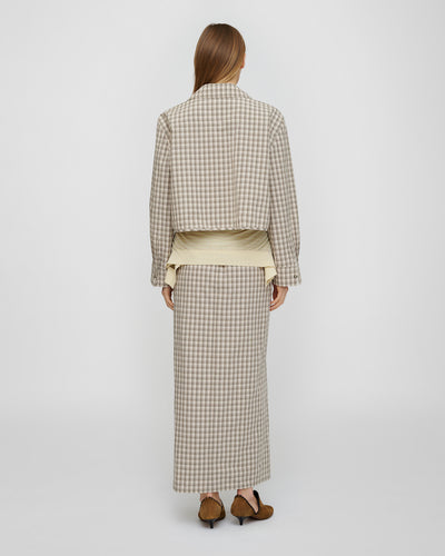 Usha - Checked Shirting Dress - Creme/Grey