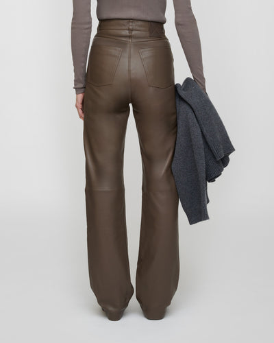 Martie - Leather Pants - Dark Taupe