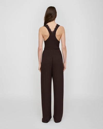 Zoela - Fluid Rib Pants - Dark Brown