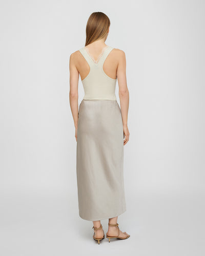 Gargi - Crisp Satin Skirt - Silver