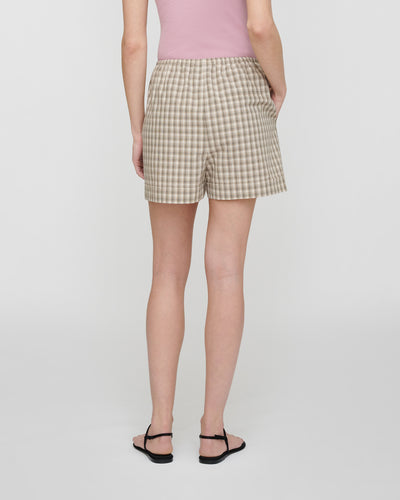 Hira - Checked Shirting Shorts - Creme/Grey
