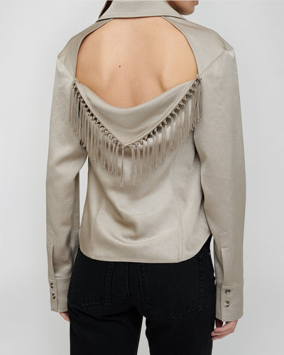 Anjana - Crisp Satin Shirt - Silver