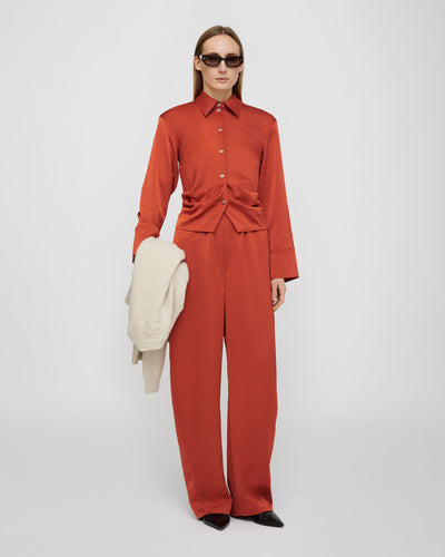 Estrid - Crisp Satin Shirt - Rouge