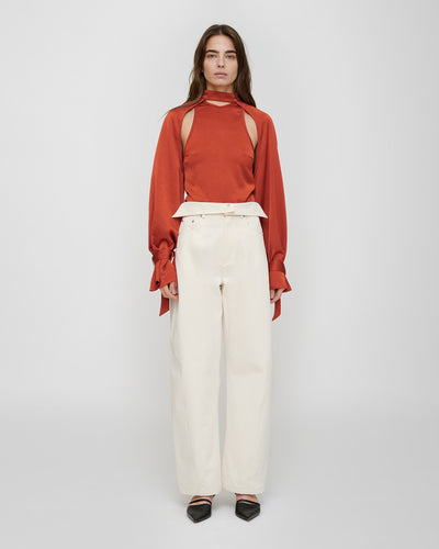 Veta - Crisp Satin Tank - Rouge