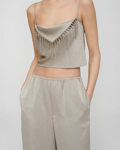 Lainey - Crisp Satin Top - Silver