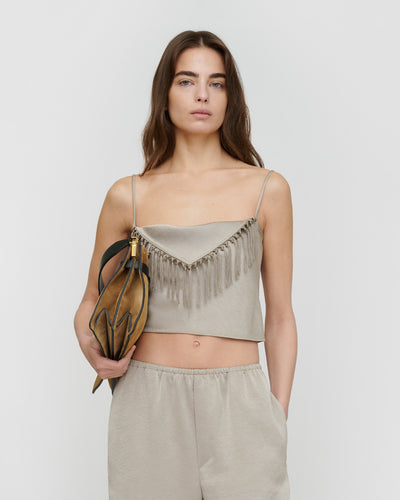 Lainey - Crisp Satin Top - Silver