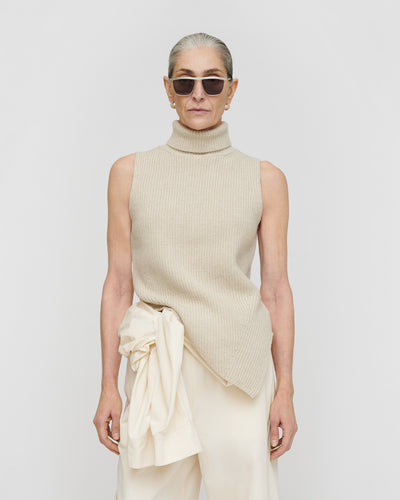 Fennec - Wool Cotton Rib Knit - Creme