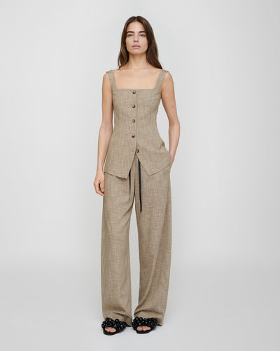 Akua - Slub Tailoring Vest - Beige/Black