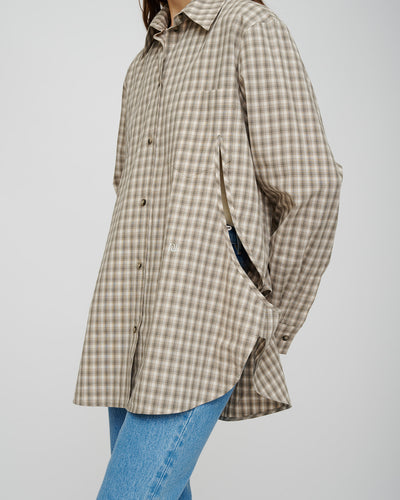 Atzi - Checked Shirting Shirt - Creme/Grey