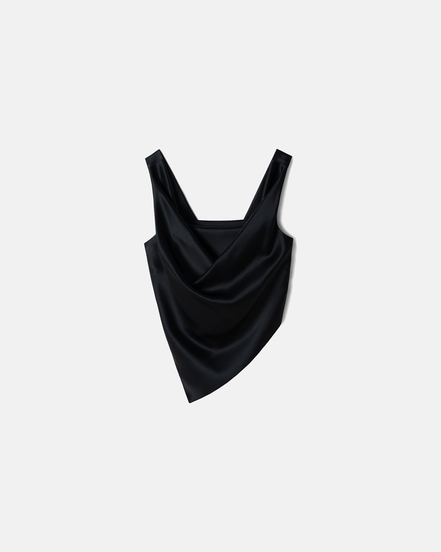 Petra - Sleeveless Draped Slip Satin Top - Black