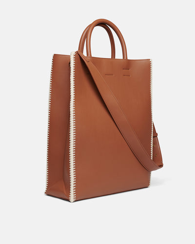 The Compass Tote - Crochet Tote Bag - Tan/Crème