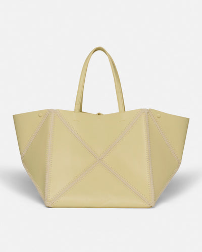 Origami Tote Large - Alt-Nappa Crochet Tote - Moonbeam/Crème