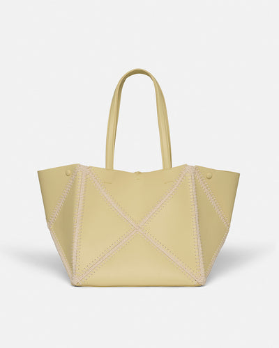 Origami Tote - Alt-Nappa Crochet Tote - Moonbeam/Crème