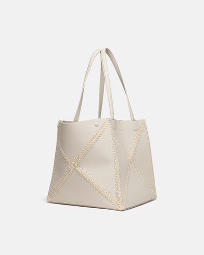 Origami Tote - Alt-Nappa Crochet Tote - Off White/Crème