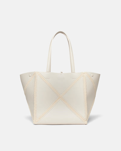 Origami Tote - Alt-Nappa Crochet Tote - Off White/Crème