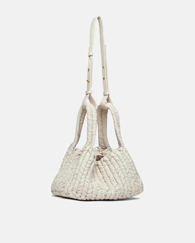 The Busket - Okobor™ Alt-Leather Knit Bucket Bag - White