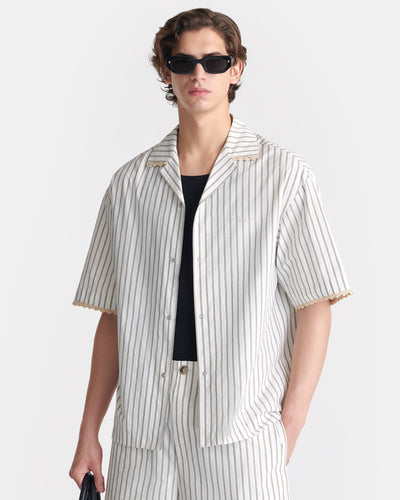 Maxton - Striped Crochet Shirt - Creme