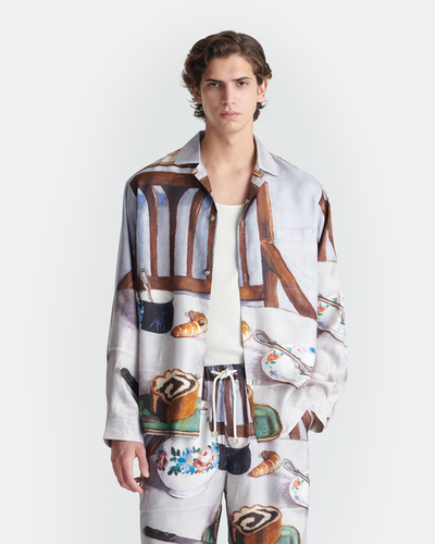 Sebler - Printed Silk Twill Shirt - Poppyseed Cake