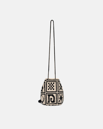 Wayuu Symbol Mini - Crocheted Bucket Bag - Kopjafa Black/Creme