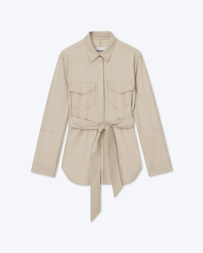 Artha - Alt-Leather Shirt - Creme