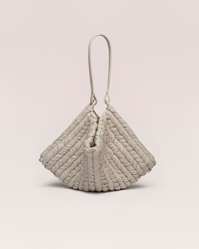 The Square Bag - Knitted Leather Tote Bag - White