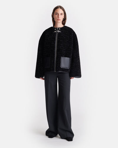 Panka - Reversible Bonded Shearling Jacket - Black/Black