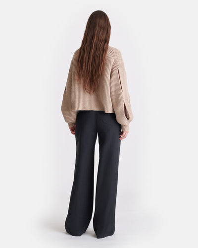 Karolin - Cropped Cashmere-Blend Cardigan - Oatmeal