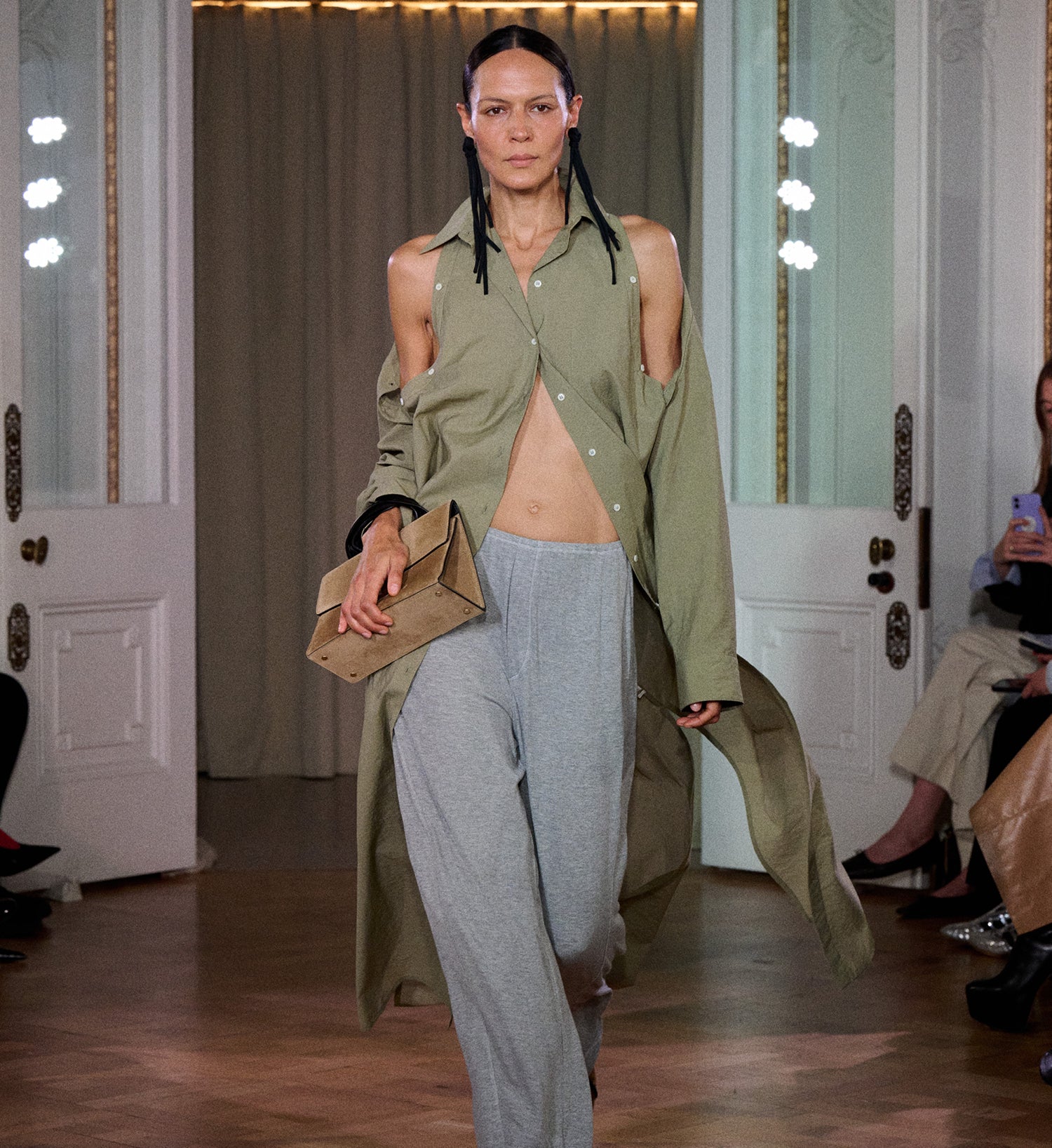 Zoela - Fluid Rib Pants - Grey Melange