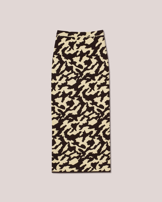 Jenny - Midi Tube Skirt - Painterly Animal Brown Wax