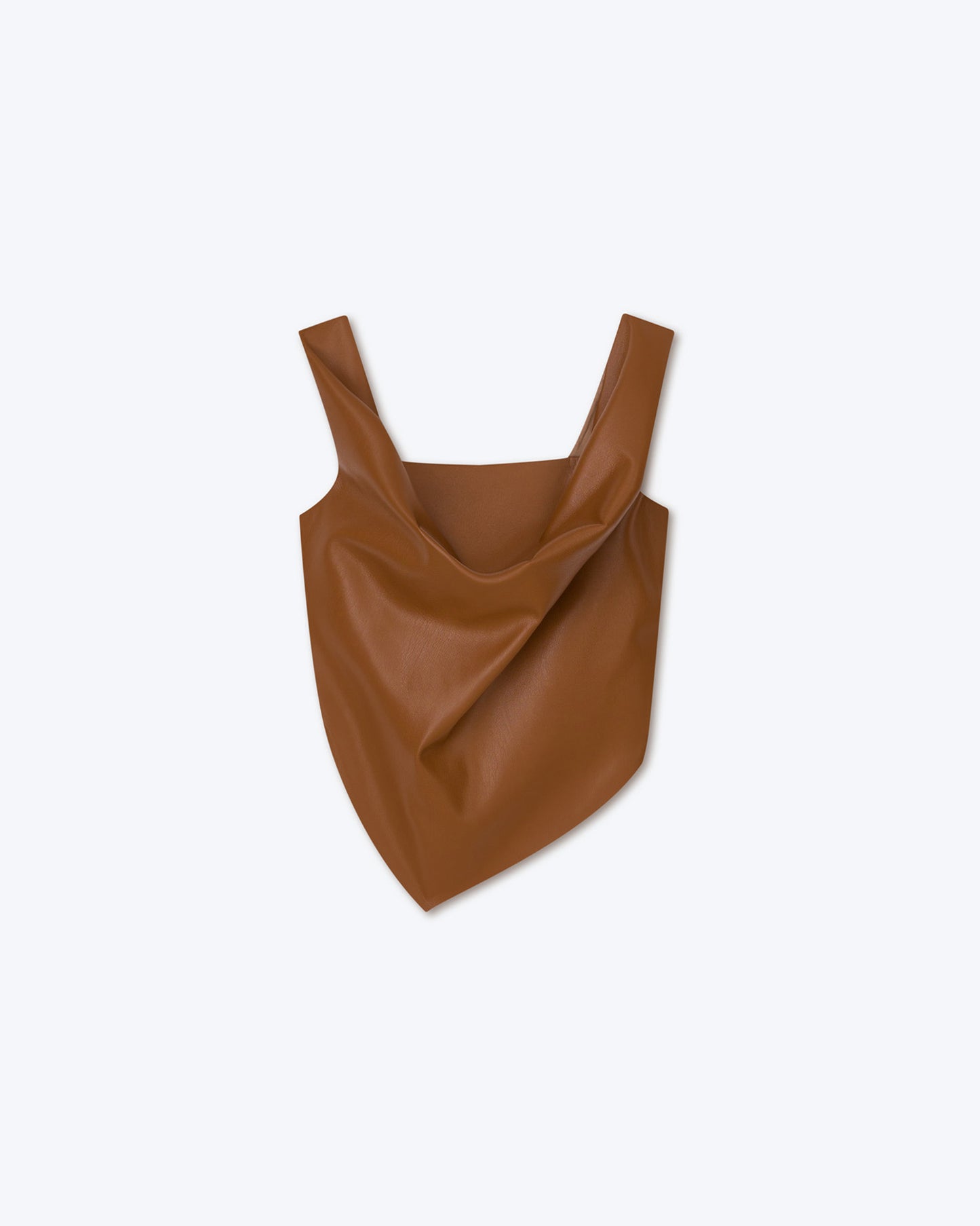 Petra - Okobor™ Alt-Leather Sleeveless Draped Top - Tobacco