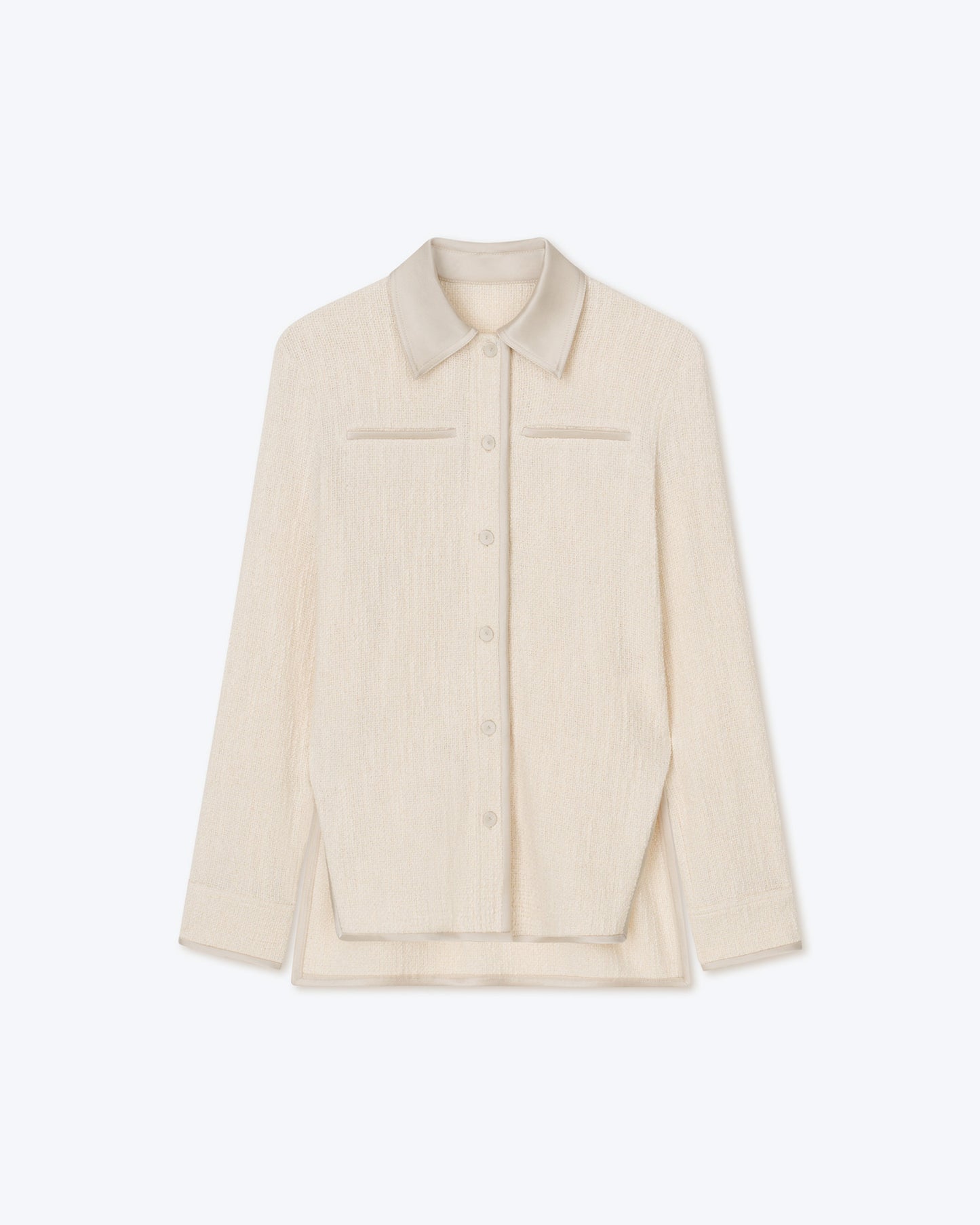 Rosan - Sale Textured Bouclé Tweed Shirt - Creme