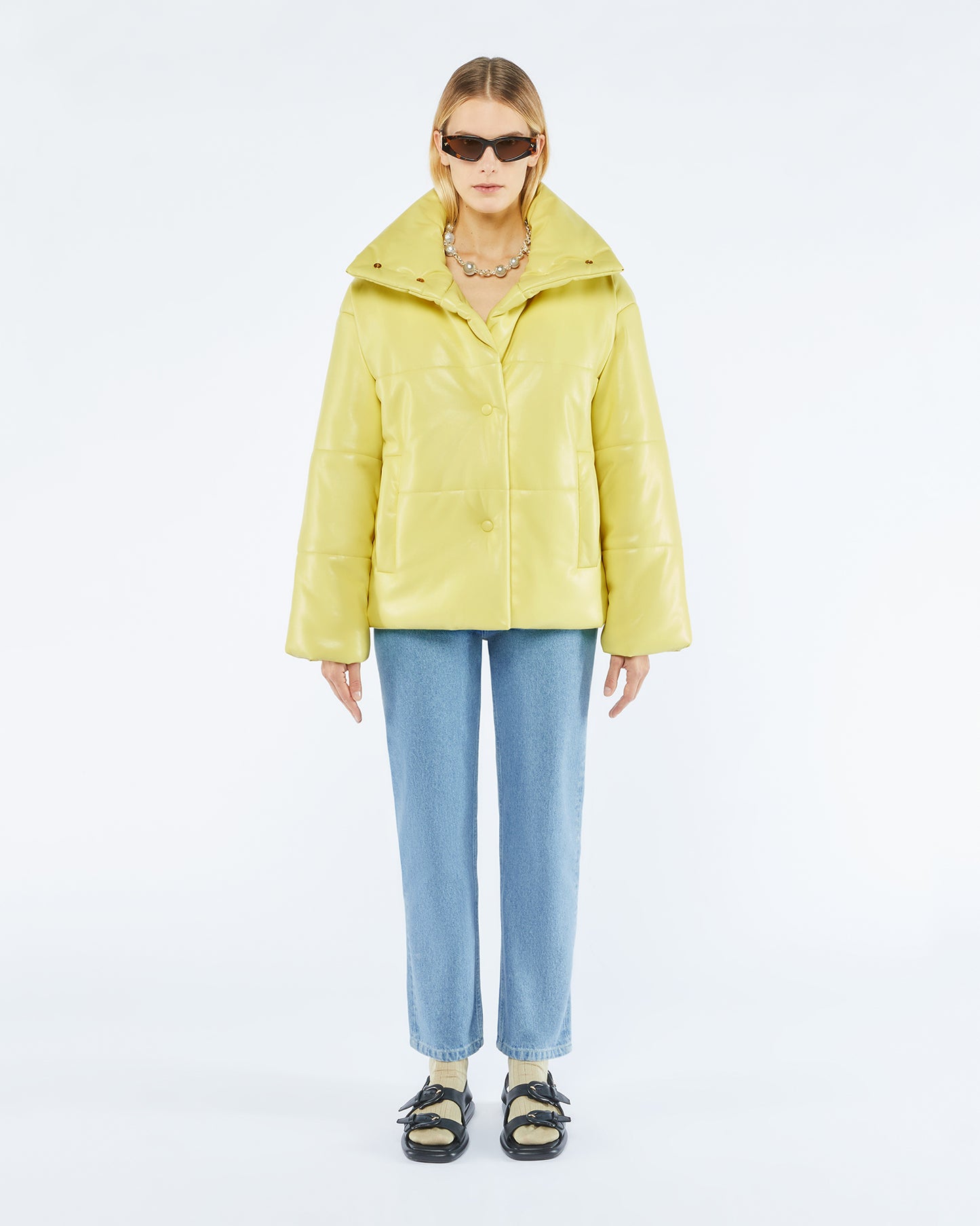 Hide - Okobor™ Alt-Leather Puffer Jacket - Yellow – Nanushka