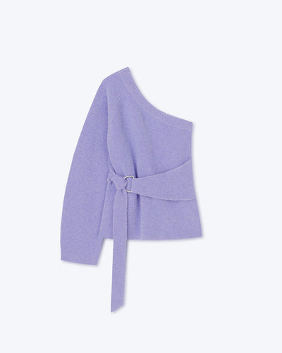 Anca - Sale One Shoulder Belted Knit Top - Lilac