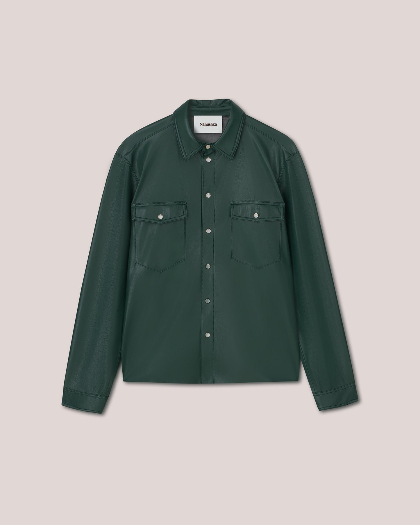 Lenn - Okobor™ Alt-Leather Patch Pocket Shirt - Pine Green