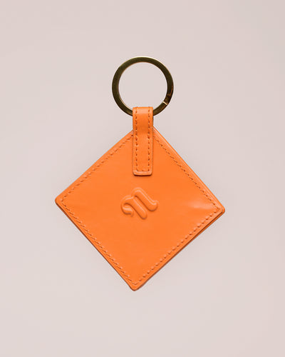 Quinn - Patent Vegan Leather Origami Keychain - Orange Merino