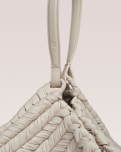 The Square Bag - Knitted Leather Tote Bag - White
