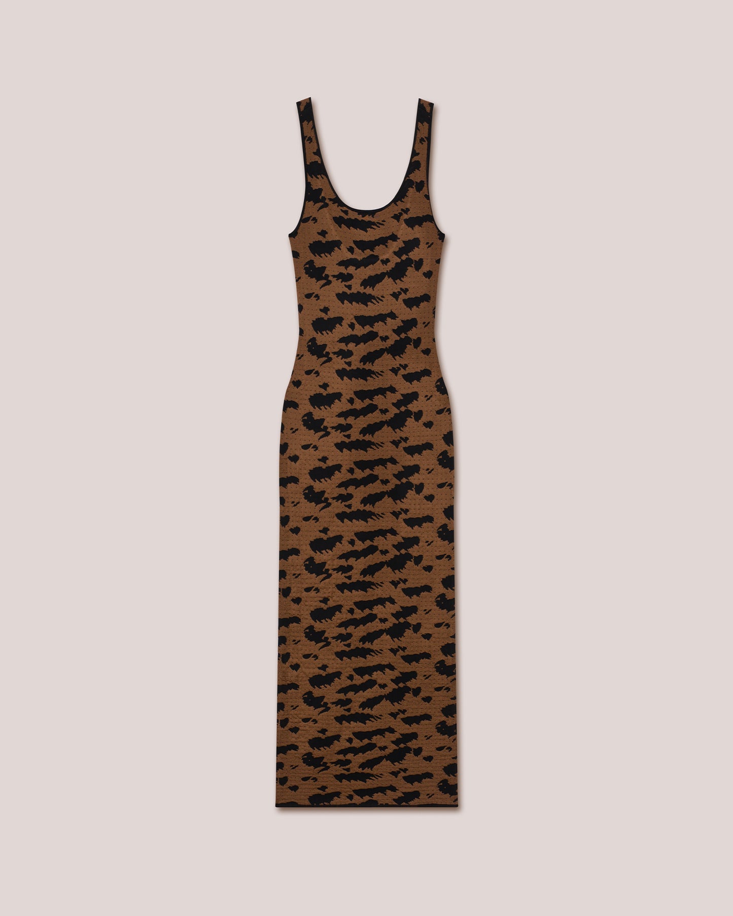 Leanor - Shiny Jacquard Midi Dress - Black Brown