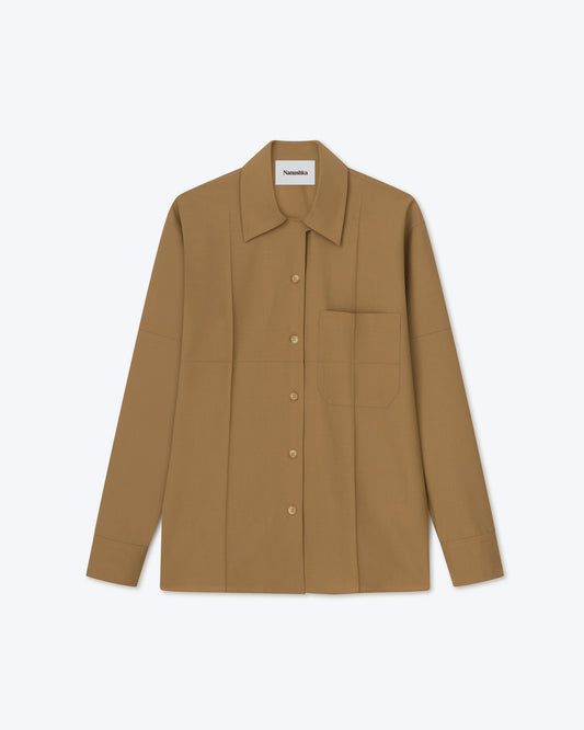 Aletha - Sale Overshirt With Collar Detail - Camel