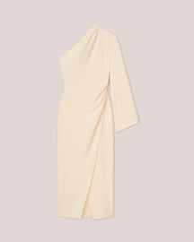 Florence - Assymetric One Sleeve Wrap Dress - Vanilla