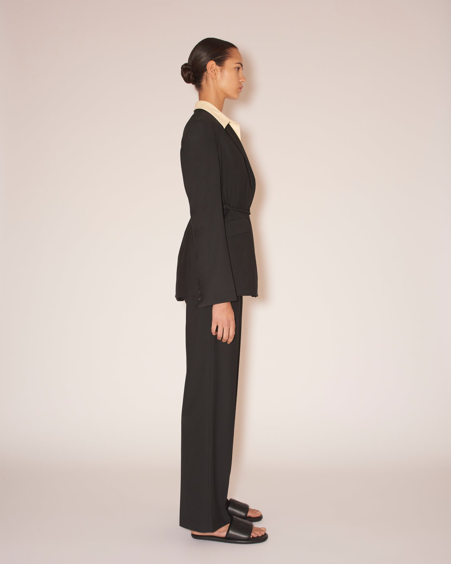 Mariko - Summer Suiting Tie-Waist Blazer - Black