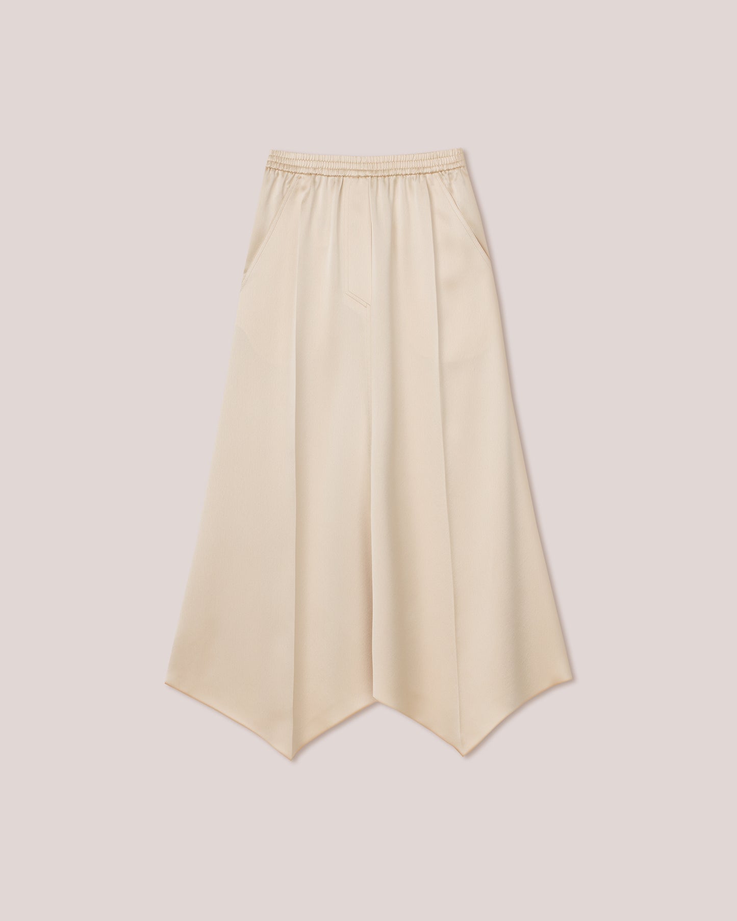 Finja - Elasticated Waist Fluted Midi Skirt - Pearl