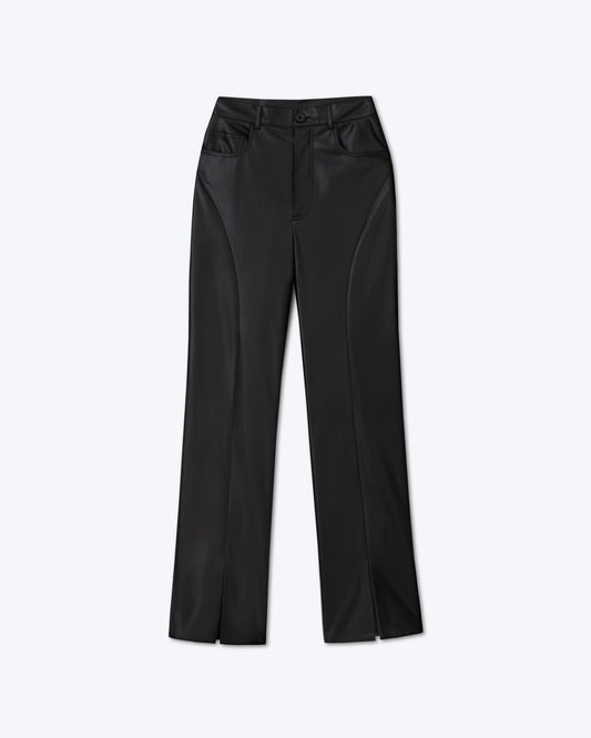 Basha - Okobor™ Alt-Leather Split Hem Trousers - Black
